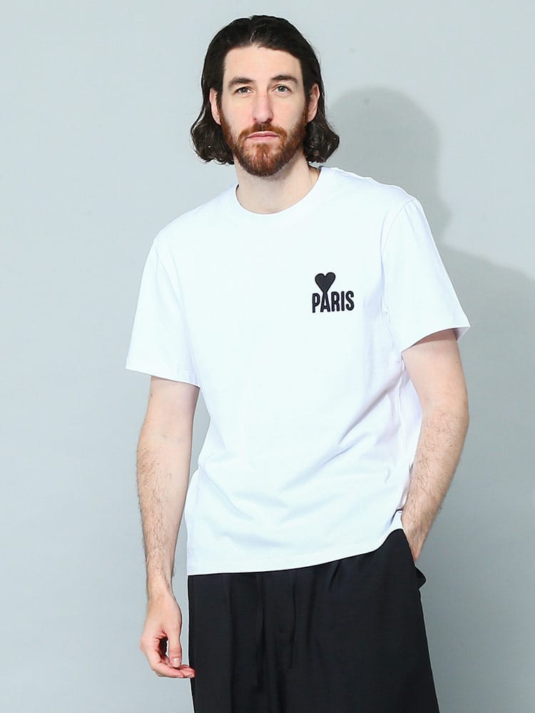 AMI PARIS (アミパリス) ロゴ刺繍 クルーネック 半袖 Tシャツ AMUTS014701