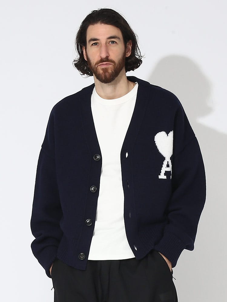 AMI PARIS (アミパリス) 胸ロゴ ニット カーディガン Ami de Coeur AMUKC002018 メンズ  レディース ブランド