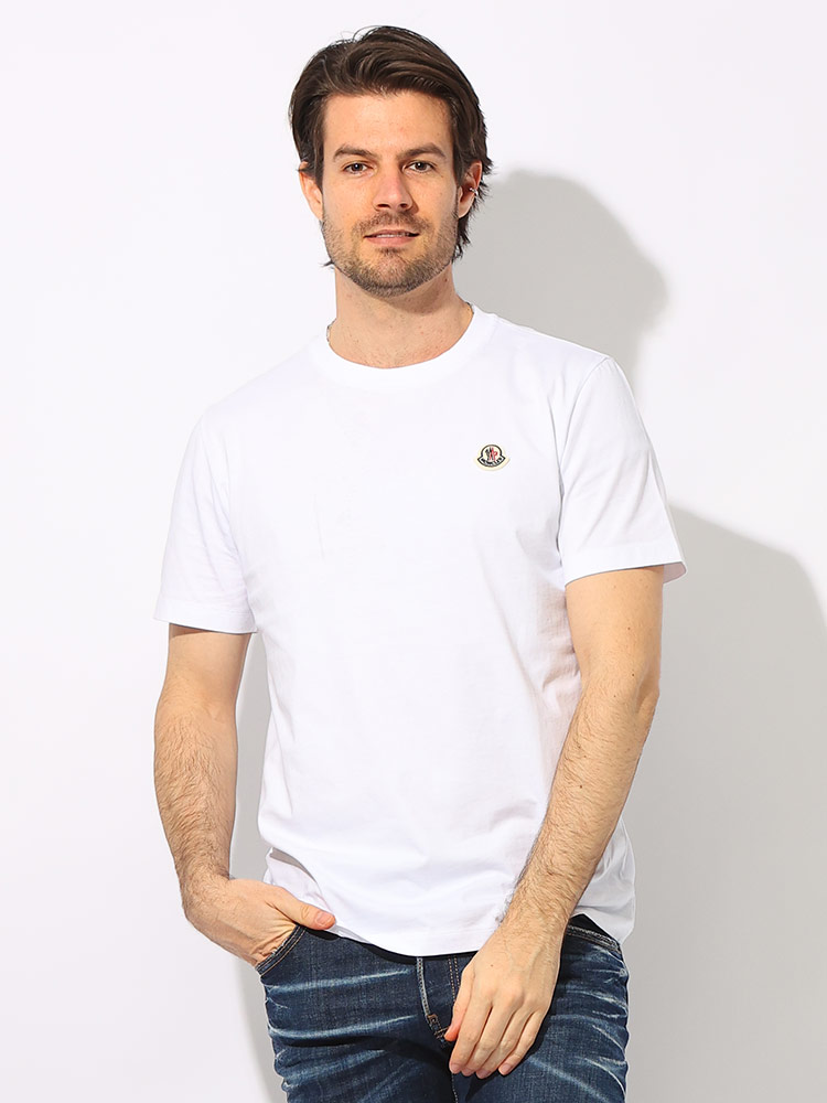 本物の SizeM White ホワイト ロングTシャツ クルーネック ロゴ 