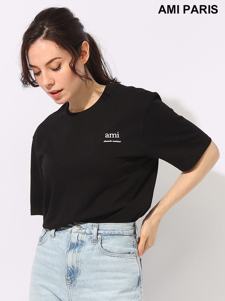 AMI PARIS (アミパリス) オーガニックコットン ヘビージャージー 半袖 Tシャツ ALEXANDRE MATTIUSSI AMLUTS024726 レディース