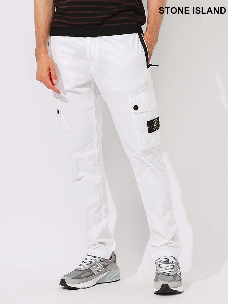 STONE ISLAND (ストーンアイランド) コットン パッチ付きポケット スリムフィット カーゴパンツ SI8015303WA メンズ