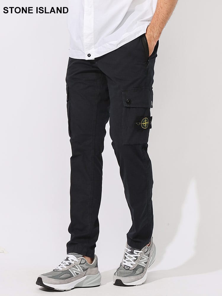 STONE ISLAND (ストーンアイランド) コットン パッチ付きポケット スリムフィット カーゴパンツ SI8015303WA メンズ