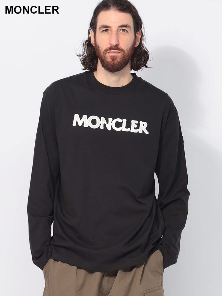 MONCLER (モンクレール) ペイントロゴ クルーネック 長袖 Tシャツ 