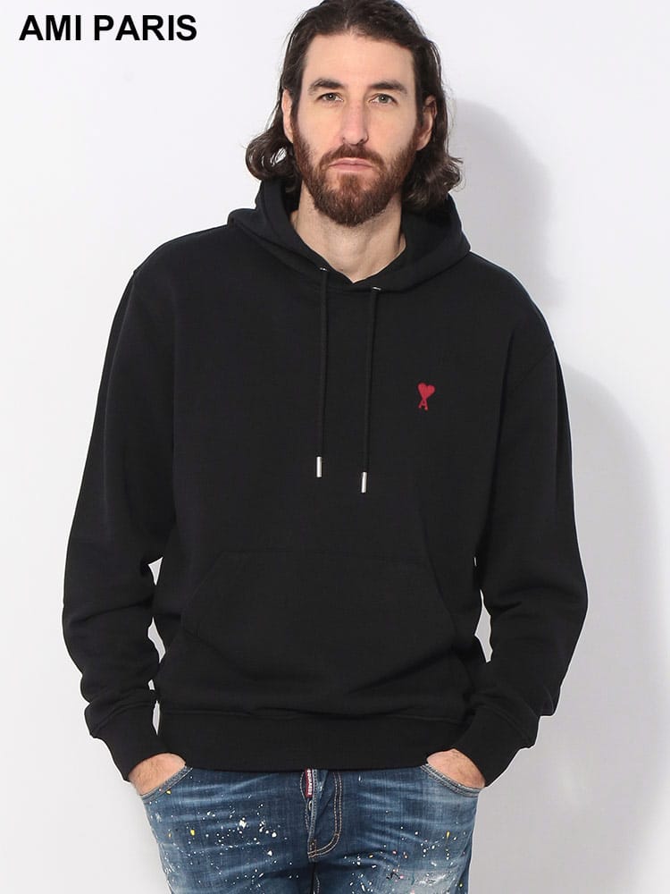 AMI PARIS (アミパリス) ワンポイント刺繍 プルオーバー パーカー AMUSW235730 メンズ