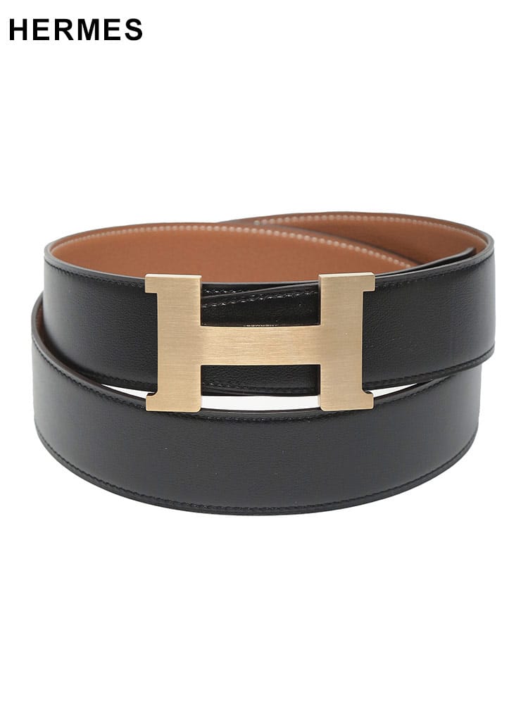HERMES (エルメス) リバーシブル レザー ピンバックルベルト 