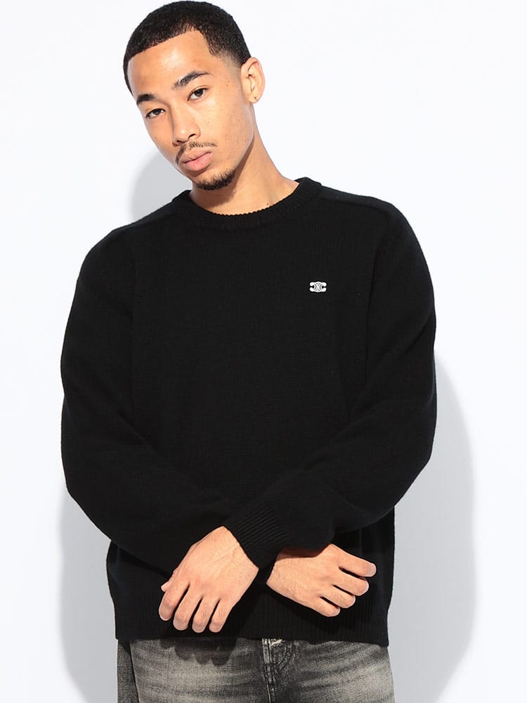 CELINE (セリーヌ) カシミヤ混 ワンポイント クルーネック ニット CEL2AC85048T メンズ