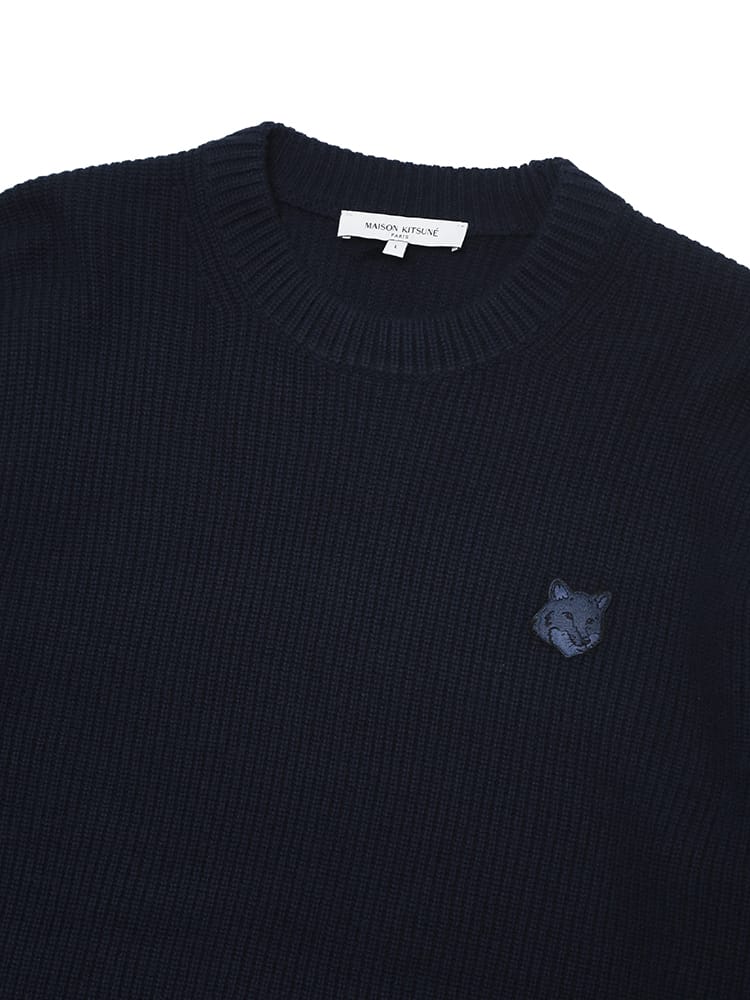 Maison Kitsune (メゾン キツネ) ウール×カシミヤ混 リブ編み 刺繍 