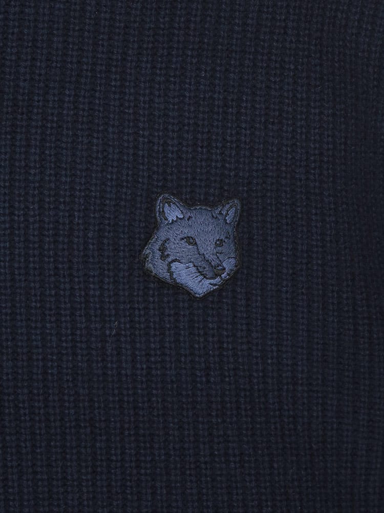Maison Kitsune (メゾン キツネ) ウール×カシミヤ混 リブ編み 刺繍 