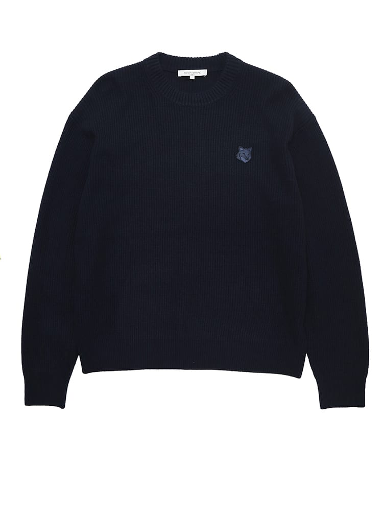 Maison Kitsune (メゾン キツネ) ウール×カシミヤ混 リブ編み 刺繍 
