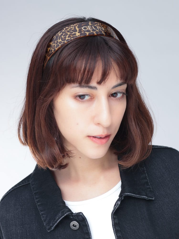 CELINE (セリーヌ) レオパード柄 ロゴ刻印 カチューシャ CELL461DJ6CST レディース