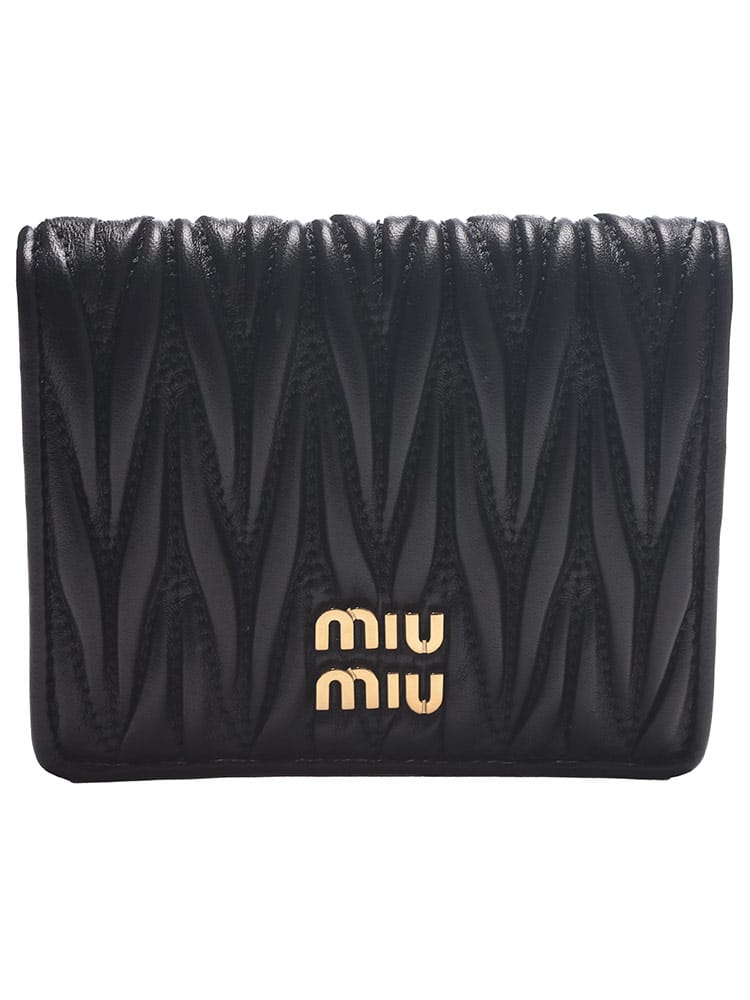 MIU MIU (ミュウミュウ) ロゴ マテラッセレザー 二つ折り財布 レディース