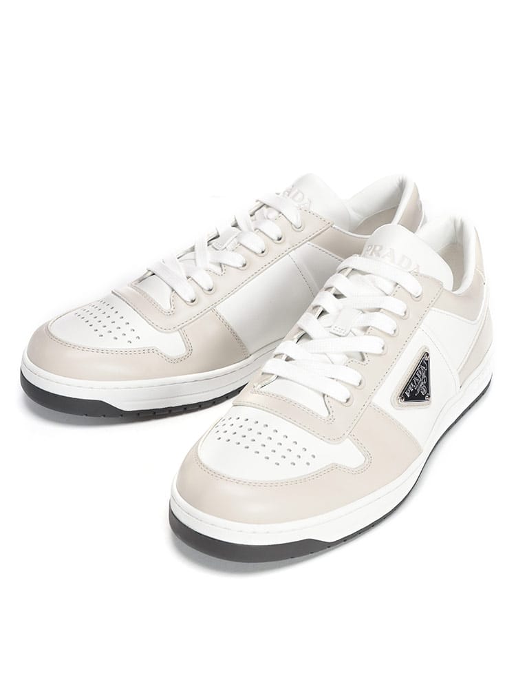 PRADA (プラダ) ロゴプレート レザースニーカー DOWNTOWN メンズ 7(UK 