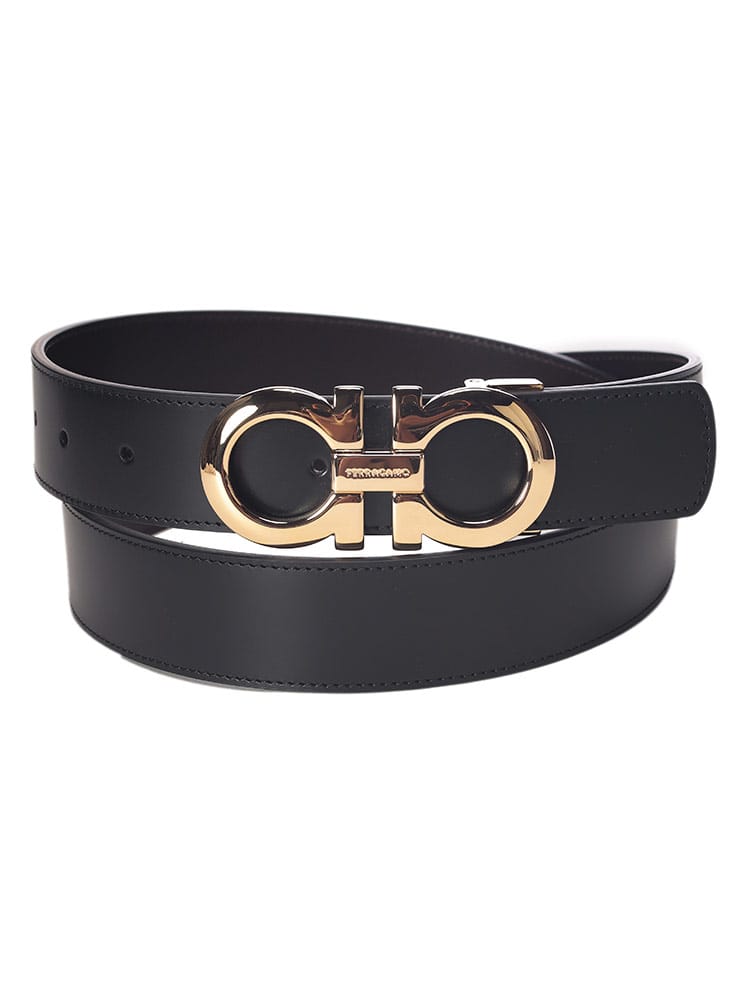 Salvatore Ferragamo (サルヴァトーレフェラガモ) リバーシブル ゴールド ガンチーニバックル ベルト メンズ