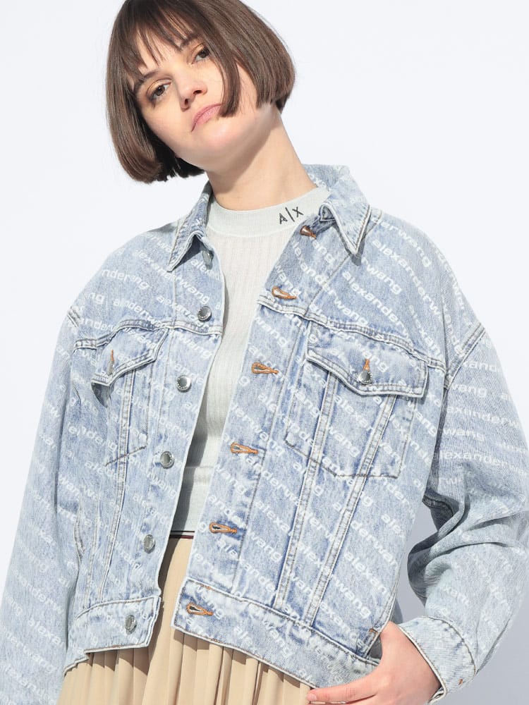 alexanderwang (アレキサンダーワン) 総柄ロゴ フォーリングバック ジャケット レディース
