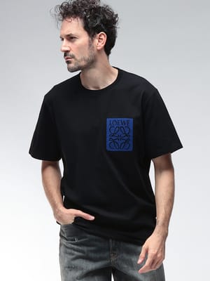 LOEWE (ロエベ) 胸ロゴ 刺繍 クルーネック 半袖 Tシャツ LEH526Y22X75 