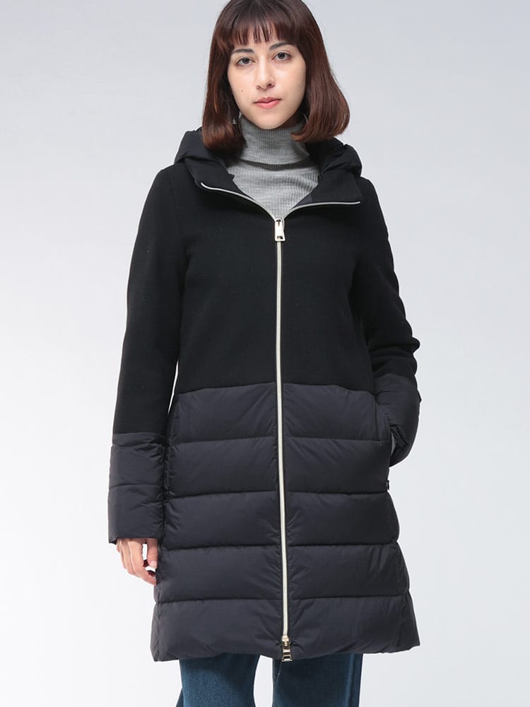 HERNO (ヘルノ) ウール 切り替え フルジップ ダウンコート  