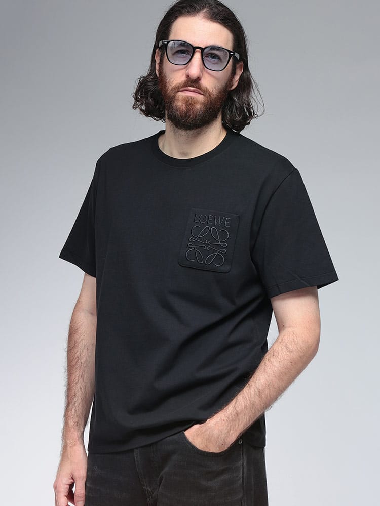 LOEWE (ロエベ) アナグラム刺繍 ポケット クルーネック 半袖 Tシャツ LEH526Y22XAP メンズ