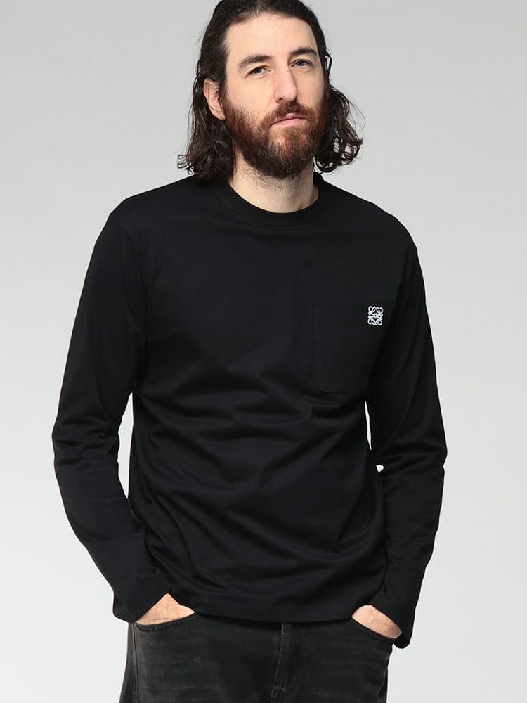 LOEWE (ロエベ) ワンポイントロゴ ポケット 長袖 Tシャツ LEH526Y24J04 