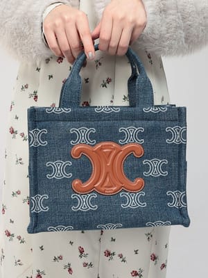 CELINE (セリーヌ) 2WAY スモール カバ タイス トートバッグ デニム トリオンフ ハンドバッグ Small Cabas Tice CELL199162FED レディース