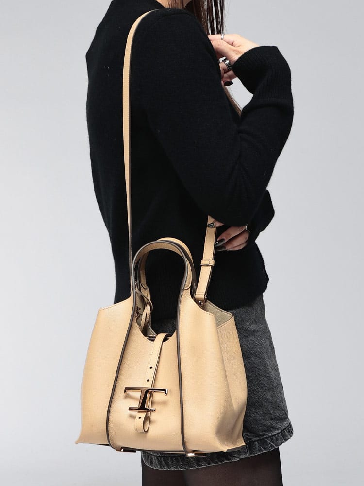 TOD'S (トッズ) ロゴ ポーチ付き レザー 2WAY ミニ ショッピング バッグ TIMELESS タイムレス ミニ TDXBWTSBA9100 レディース