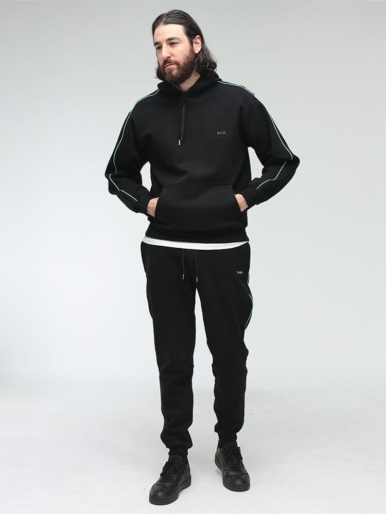 BALR． (ボーラー) メタルロゴ 長袖 ライン プルオーバー パーカー JP 