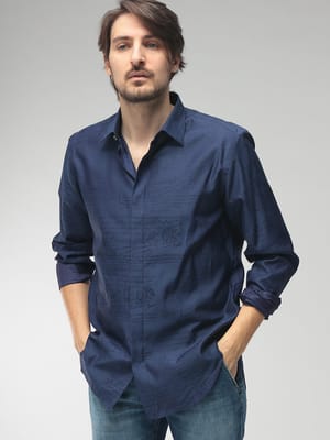BERLUTI (ベルルッティ) メンズ シャツ 長袖 シルクコットン 総柄 レギュラーカラー BRR30HTL85