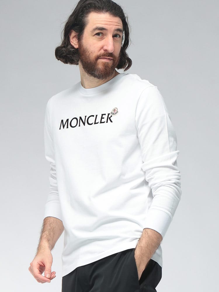 MONCLER (モンクレール) メンズ Tシャツ 長袖 フロント ロゴ ワッペン クルーネック カットソー MC8D0000989AYY