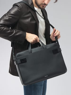 Salvatore Ferragamo (サルヴァトーレフェラガモ) メンズ ブリーフバッグ 2WAY ガンチーニ カーフレザー ビジネスバッグ FG241652