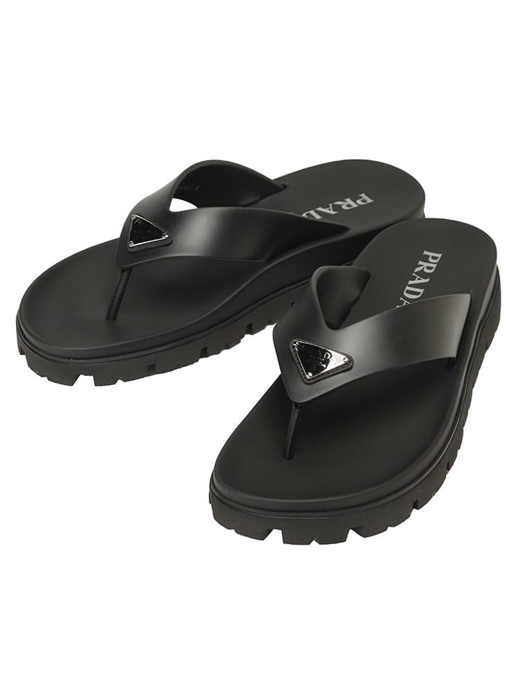PRADA (プラダ) メンズ サンダル ワンポイント ラバー トングサンダル PR2Y31303LKK