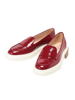 TOD'S (トッズ) レディース レザーシューズ レザー ラウンドトゥ 厚底ヒール エナメルローファー TDLXXW92B0Y41ZV