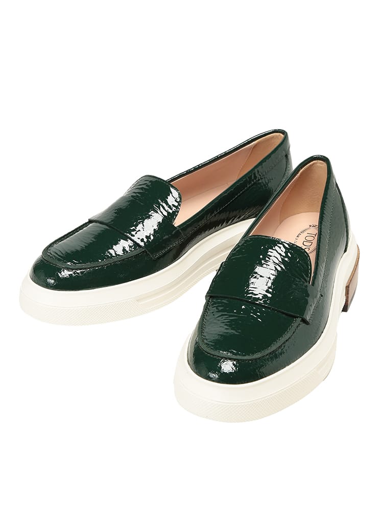 TOD'S (トッズ) レディース レザーシューズ レザー ラウンドトゥ 厚底ヒール エナメルローファー TDLXXW92B0Y41ZV