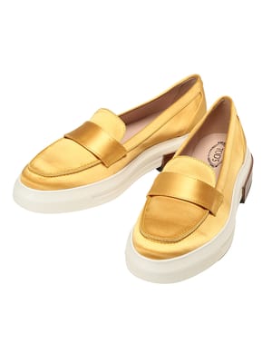 TOD'S (トッズ) レディース レザーシューズ サテン ラウンドトゥ 厚底ヒール ローファー TDLXXW92B0Y41YR
