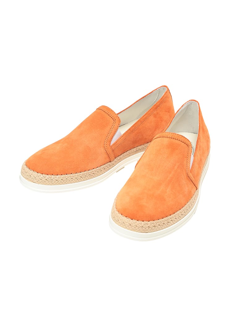 TOD'S (トッズ) レディース レザーシューズ スエード ラフィア切替 ラウンドトゥ スリッポン TDLW0TVJ97ZHG0G
