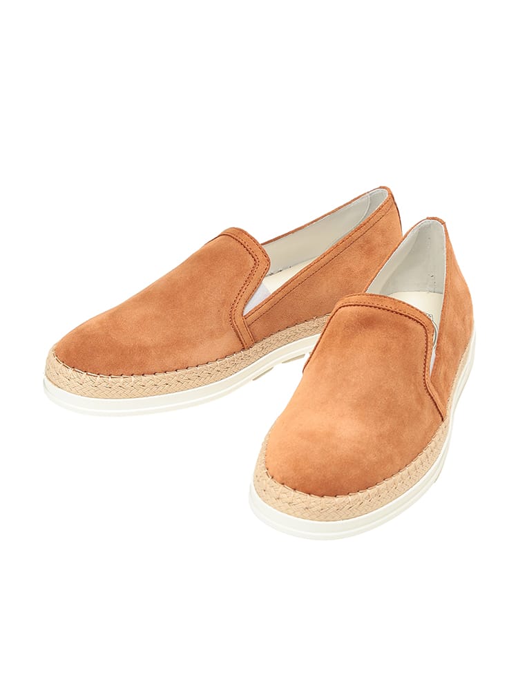 TOD'S (トッズ) レディース レザーシューズ スエード ラフィア切替 ラウンドトゥ スリッポン TDLW0TVJ97ZHG0G