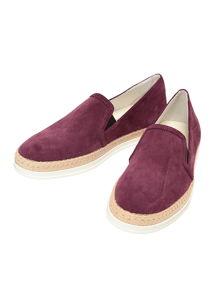 TOD'S (トッズ) レディース レザーシューズ スエード ラフィア切替 ラウンドトゥ スリッポン TDLW0TVJ97ZHG0L