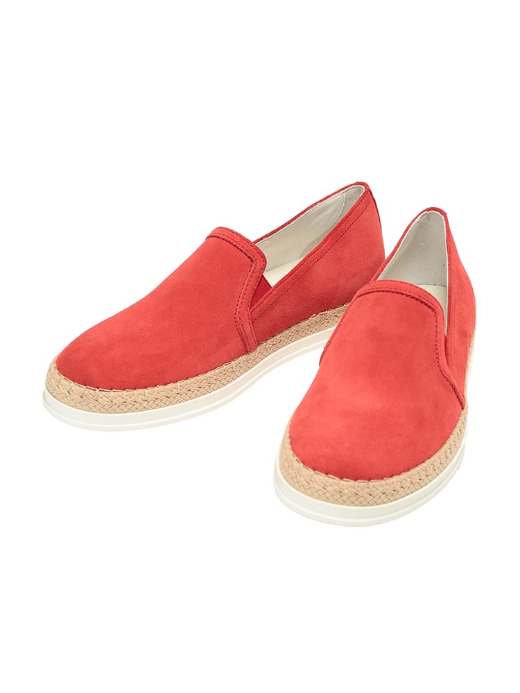 TOD'S (トッズ) レディース レザーシューズ スエード ラフィア切替 ラウンドトゥ スリッポン TDLW0TVJ97ZHG0R