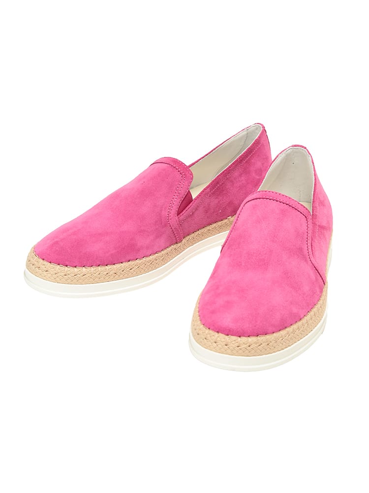 TOD'S (トッズ) レディース レザーシューズ スエード ラフィア切替 ラウンドトゥ スリッポン TDLW0TVJ97ZHG0M