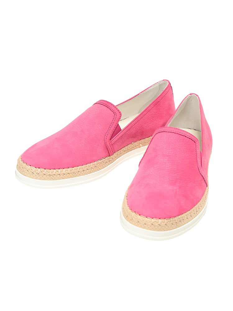 TOD'S (トッズ) レディース レザーシューズ ヌバックレザー ラフィア切替 ラウンドトゥ スリッポン TDLW0TVJ97GRKM