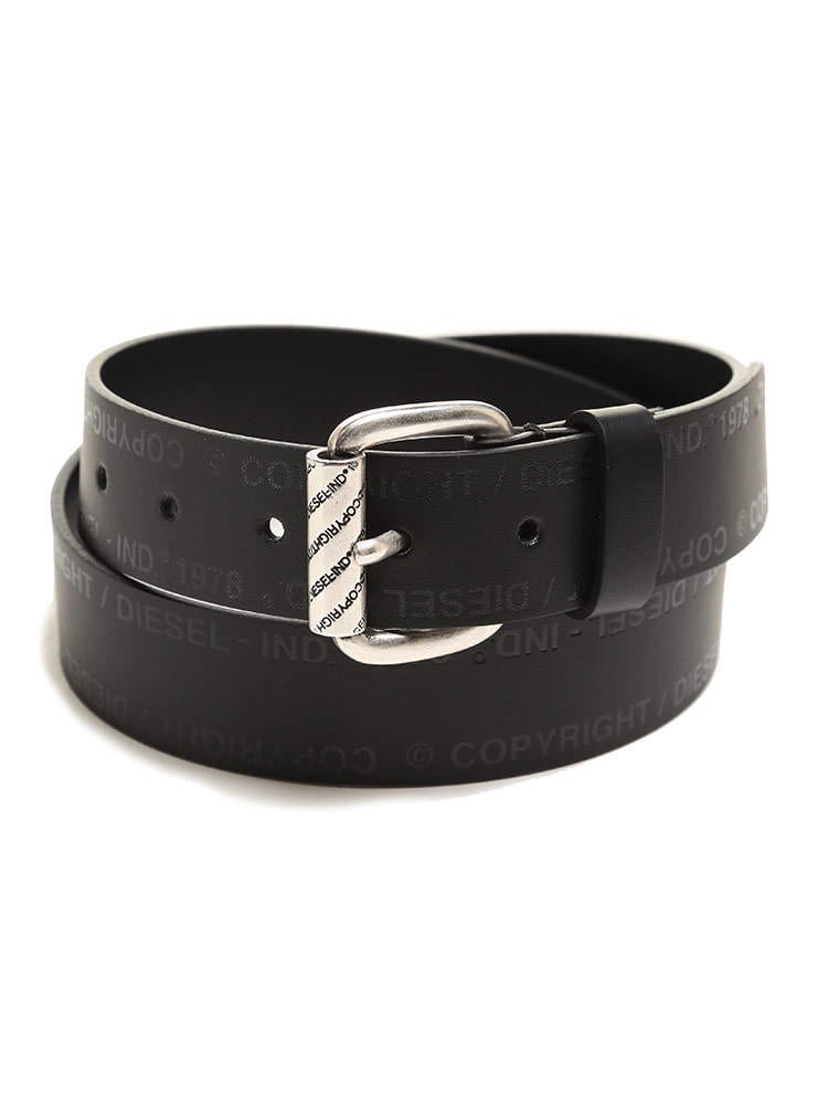 DIESEL (ディーゼル) レザー ロゴ ピンバックル ベルト DSX07130PR2501S