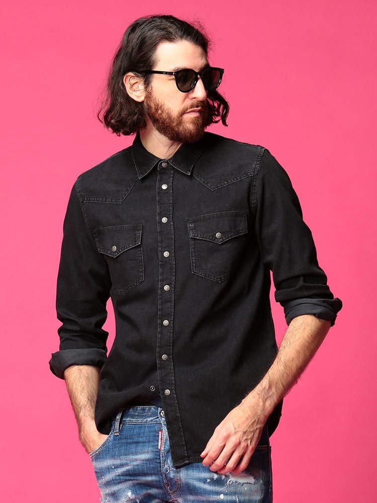 DIESEL (ディーゼル) デニム ポケット 長袖 ウエスタンシャツ DSA02160ABBG