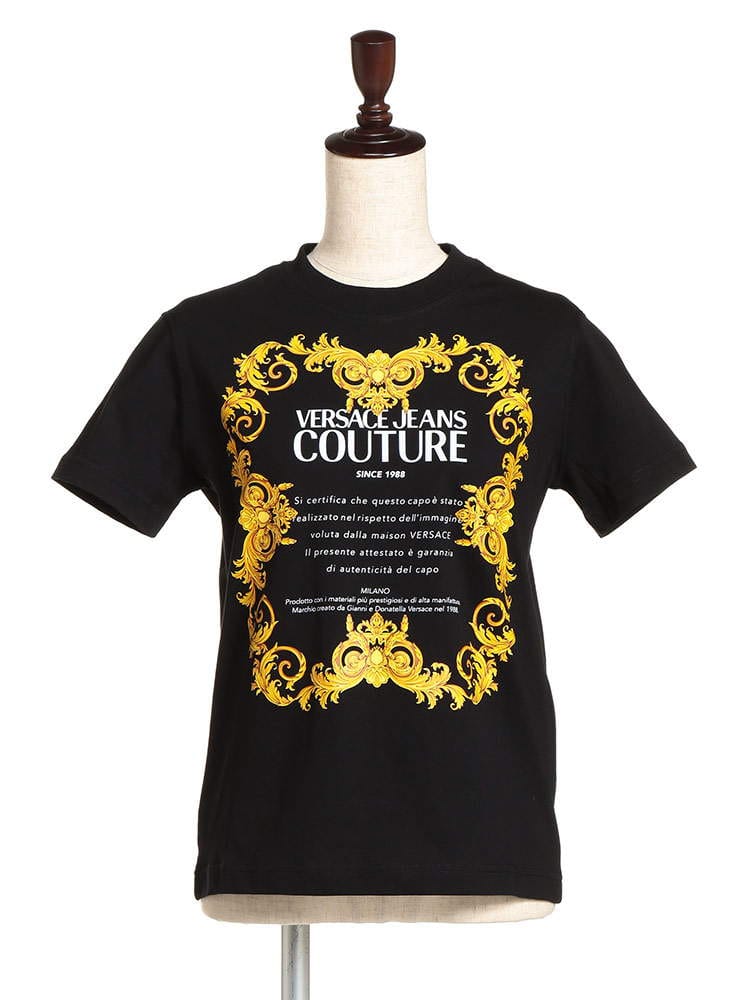 VERSACE JEANS COUTURE (ヴェルサーチェ ジーンズクチュール) バロックフレーム クルーネック 半袖 Tシャツ VCLB2HWA7TJ レディース