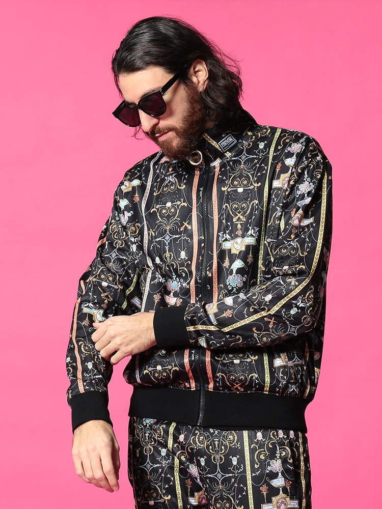 VERSACE JEANS COUTURE (ヴェルサーチェ ジーンズクチュール) 総柄 フルジップ ハイネック トラックジャケット VCB7GWA723S0989