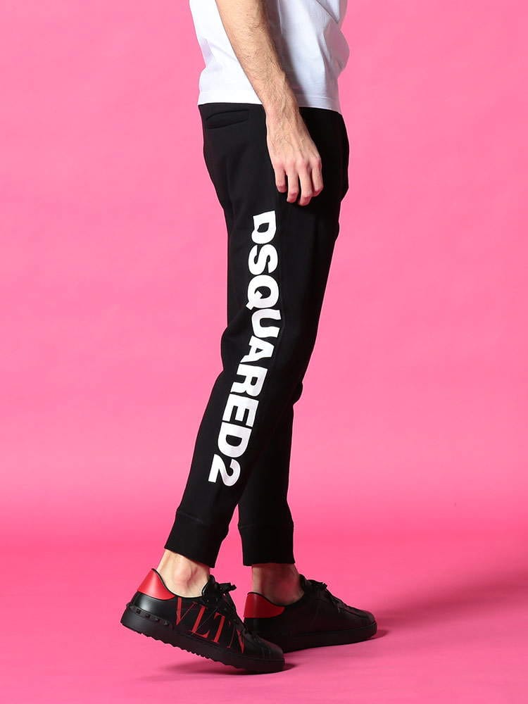 DSQUARED2 (ディースクエアード) 裏起毛 サイドBIGロゴプリント 前閉じ スウェット パンツ D2KB0557S25042