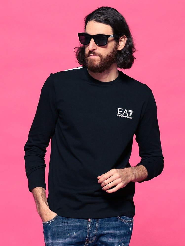 EMPORIO ARMANI EA7 (エンポリオアルマーニ) バックロゴプリント クルーネック 長袖 Tシャツ EA3KPT08PJA2Z