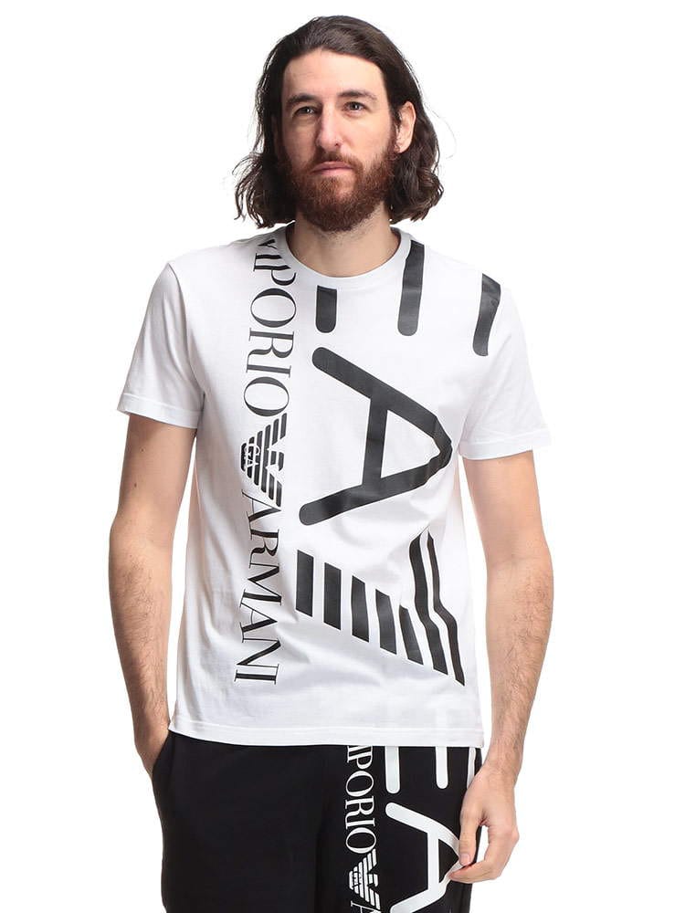EMPORIO ARMANI EA7 (エンポリオアルマーニ) 縦ロゴプリント クルーネック 半袖 Tシャツ EA3KPT07PJA2Z