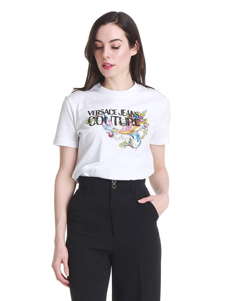 VERSACE JEANS COUTURE (ヴェルサーチェ ジーンズクチュール) テュイルリー ロゴ クルーネック 半袖 Tシャツ VCLB2HWA7KA