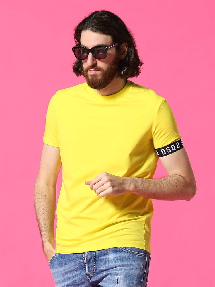 DSQUARED2 (ディースクエアード) 袖ロゴライン クルーネック 半袖 アンダー Tシャツ D2D9M3S3450