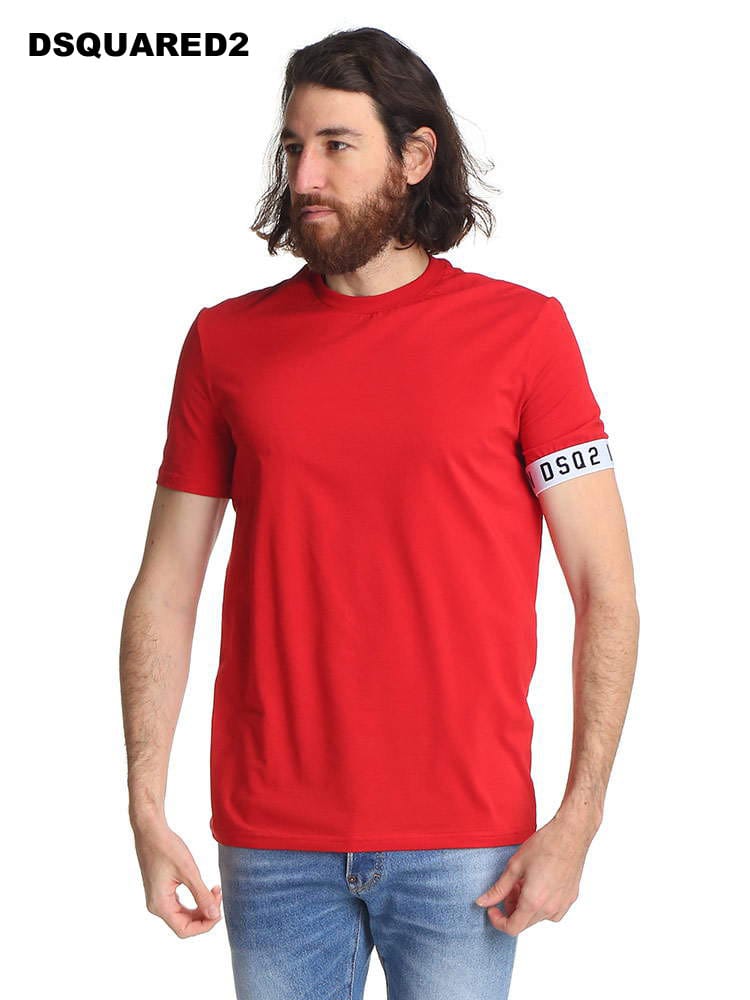 DSQUARED2 (ディースクエアード) 袖ロゴライン クルーネック 半袖 アンダー Tシャツ D2D9M3S3450