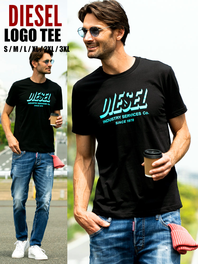 DIESEL (ディーゼル) デザインロゴ クルーネック 半袖 Tシャツ DSA01849GRAM