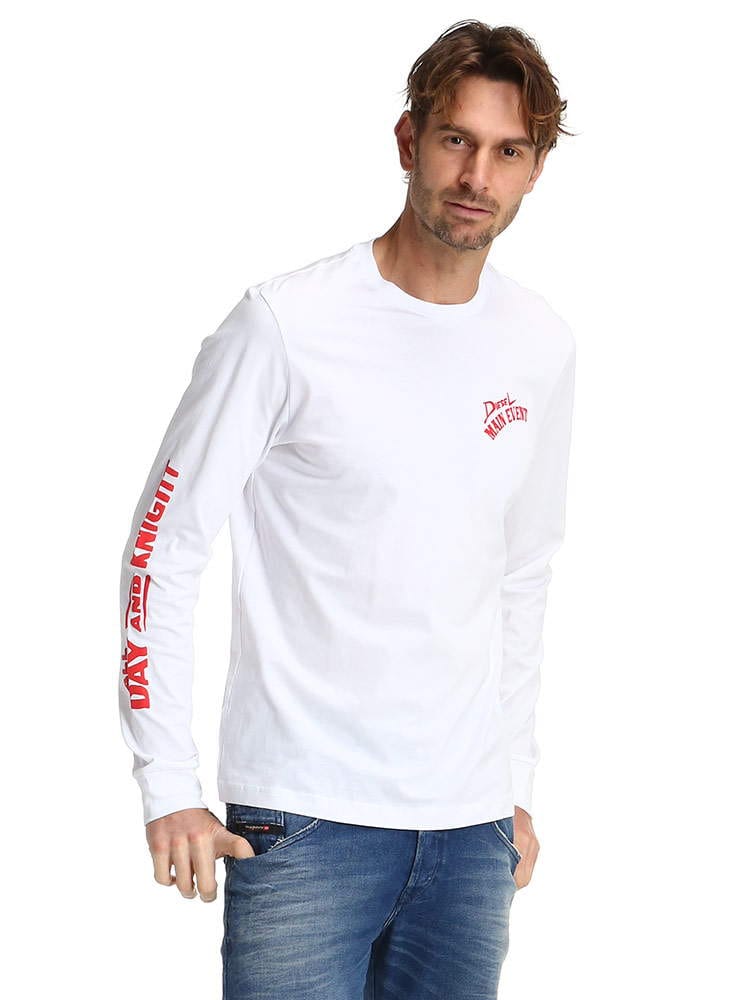 DIESEL (ディーゼル) バックプリント ロゴ クルーネック 長袖 Tシャツ DSA01687AAXJ